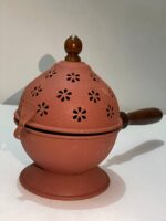 Earthy Craft Terracotta Incense Holder with Lid (Brown)